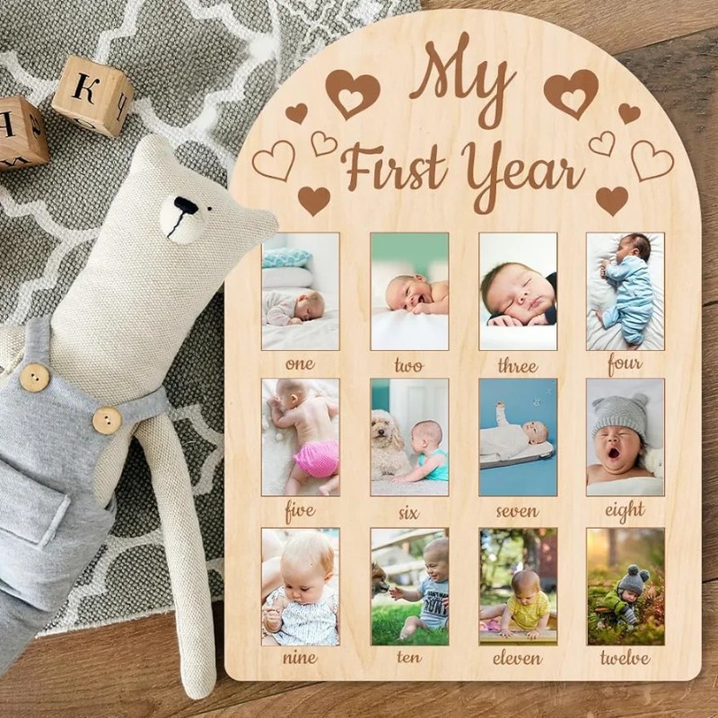 Wooden Baby Commemorative Phot - Engraved Wood Frame ulasan dan harga