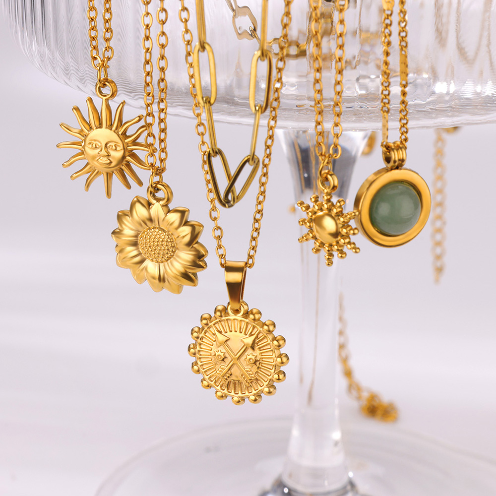 Stainless Steel Geometric Neck - Birth Flower Necklace ulasan dan harga